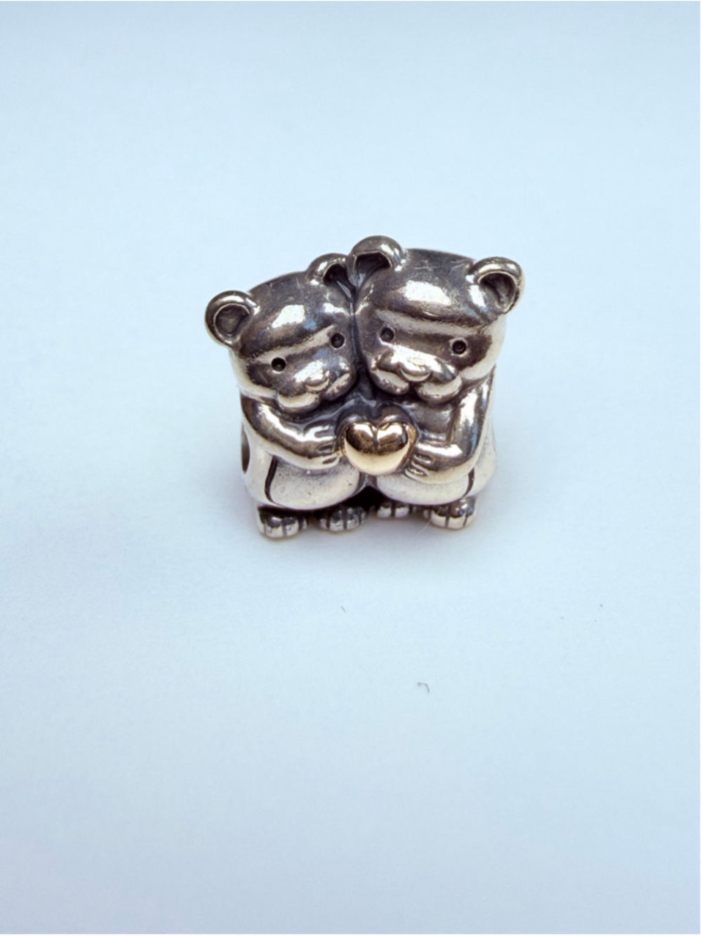 Pandora 14K Gold Bear Hug Love Heart 925 Sterling Silver Bead Charm